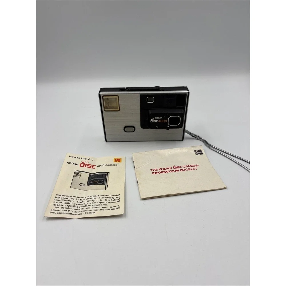 Vintage Kodak‎ Disc 4000 Camera USA Made Disc Film Auto Flash Silver Manuals